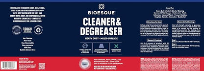 Bioesque Heavy Duty Multi-Surface Cleaner & Degreaser Concentrated Professional Formula, 1 Gallon (Pack of 4)