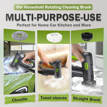 Electric Spin Scrubber Cordless, 2 Speeds Power Cleaning Brush, 150 Mins Runtime Rechargeable Shower Scrubber with 9 Replaceable Accessories for Bathroom, Tile, Grout, Kitchen, Floor, Car