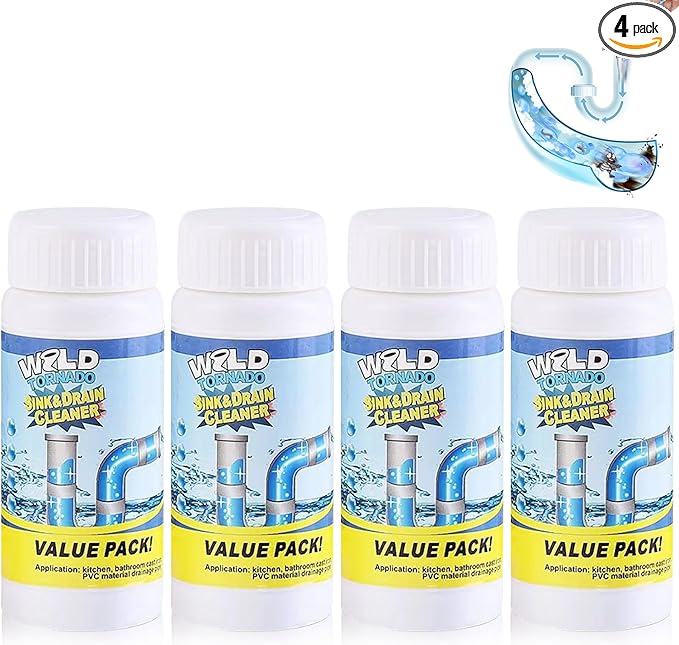 4PCS Wild Tornado Pipe Dredge, Wild Tornado Sink and Drain Cleaner for Kitchen Toilet Pipeline Quick Cleaning Tool (4PCS)