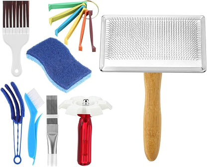 8 Pcs Air Conditioning Fin Cleaner Set HVAC Coil Cleaning Brush Condenser Fin Straightener Evaporator Coil Cleaner AC Comb Condenser Split Cleaning Kit Fridge Radiator Tool(Wood,Bamboo)