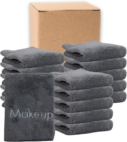 Arkwright Makeup Remover Cloths Bulk - Microfiber Coral Fleece Face Towels, Ultra Soft Reusable Washcloths, Gentle Facial Cleansing for Waterproof Makeup, 13 x 13, Grey (Case of 108)
