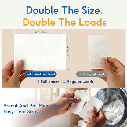 BellaLuce Laundry Detergent Sheets - Laundry Sheets, 240 Loads, Eco-Friendly, Plastic-Free, Fresh Linen Scent, Space Saving, Fast Dissolve & Hypoallergenic, Laundry Detergent for Home,Dorms,Essentials