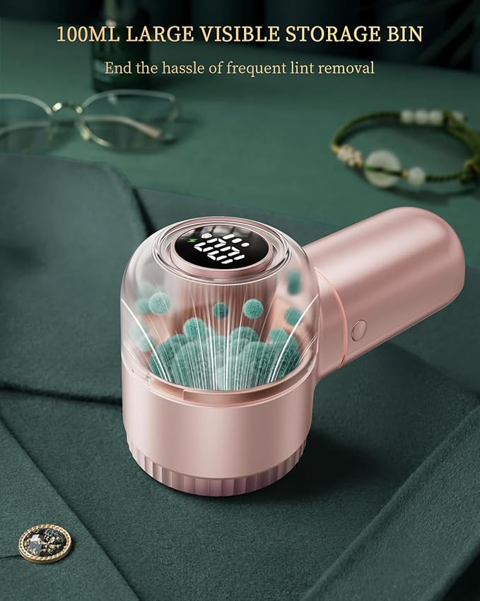 X-Large Fabric Shaver with Lint Brush, Rechargeable Lint Shaver with Digital Display, 3-Speeds, 6-Leaf Blades, 1200mAh Electric Lint Remover Sweater Shaver for Removing Fuzz and Pill
