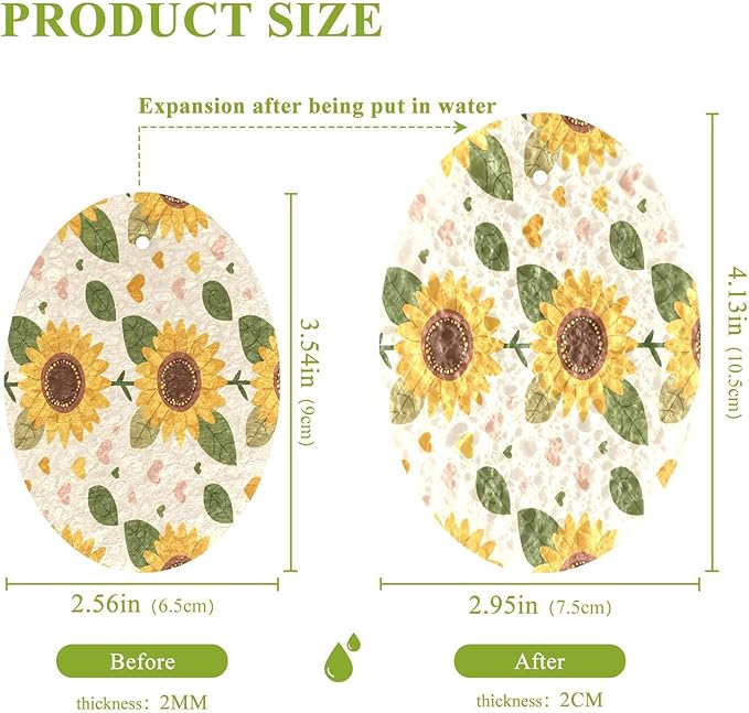 Sunflower Kitchen Scrub Sponges, Pop-up Kitchen Cleaning Sponges Reusable Dish Washing Sponges for Bathroom Household Cleaning 3 Pack - Non Scratch Scrubber