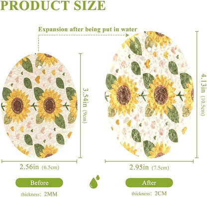 Sunflower Kitchen Scrub Sponges, Pop-up Kitchen Cleaning Sponges Reusable Dish Washing Sponges for Bathroom Household Cleaning 3 Pack - Non Scratch Scrubber