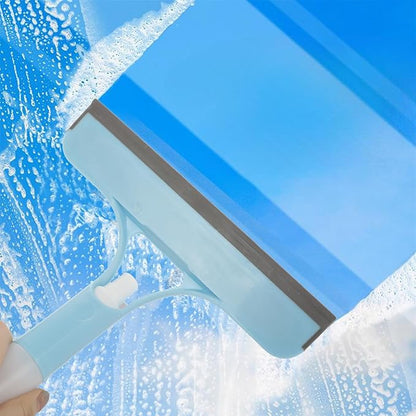 3-in-1 Spray Window Squeegee Cleaner, Window Squeegee with Spray Bottle, Blue Glass Cleaning Tool for Shower Door, Mirrors, Car Windows, Windshield & Home Glass Surfaces