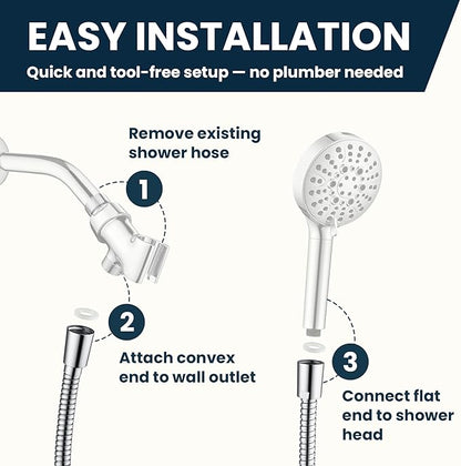 BRIGHT SHOWERS Extra Long Shower Hose 118 Inches – Stainless Steel Handheld Shower Hose with Brass Connectors, Anti-Kink, Leak-Proof, Easy to Install, Fits Most Shower Heads, Polished Chrome