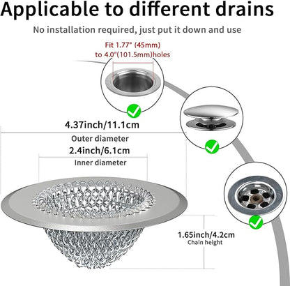 Shower Drain Hair Catcher, Fast Drainage Bathtub Drain Hair Catcher, Easy Clean Hair Catcher Shower Drain, Upgraded 304 Stainless Steel Shower Drain Cover for Bath Regular & Pop-up Drain (Light Gray)