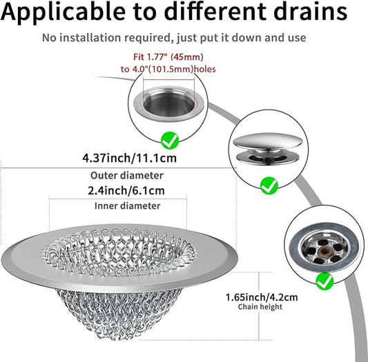 Shower Drain Hair Catcher, Fast Drainage Bathtub Drain Hair Catcher, Easy Clean Hair Catcher Shower Drain, Upgraded 304 Stainless Steel Shower Drain Cover for Bath Regular & Pop-up Drain (Light Gray)