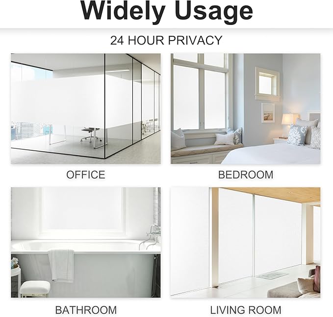 Window Privacy Film with Installation Tools, Frosted Glass Window Film, Heat Blocking Static Clings Reusable Frosting Window Film for Bathroom, Home, Office - 29.5 Inch X 6.5 Feet