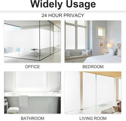 Window Privacy Film with Installation Tools, Frosted Glass Window Film, Heat Blocking Static Clings Reusable Frosting Window Film for Bathroom, Home, Office - 29.5 Inch X 6.5 Feet