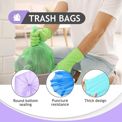 8 Gallon 200 Counts Clear Colorful Trash Bags Kitchen Garbage Bags by Teivio, fit 25-30Liter Bathroom Trash Can Bin Liners, Plastic Bags for home office kitchen，Multicolor