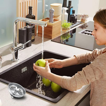 2 Pack Kitchen Sink Strainer and Stopper Combo - Stainless Steel Basket with Plastic Knob and Rubber Stopper Bottom, Fits Standard 3-1/2 Inch Drains