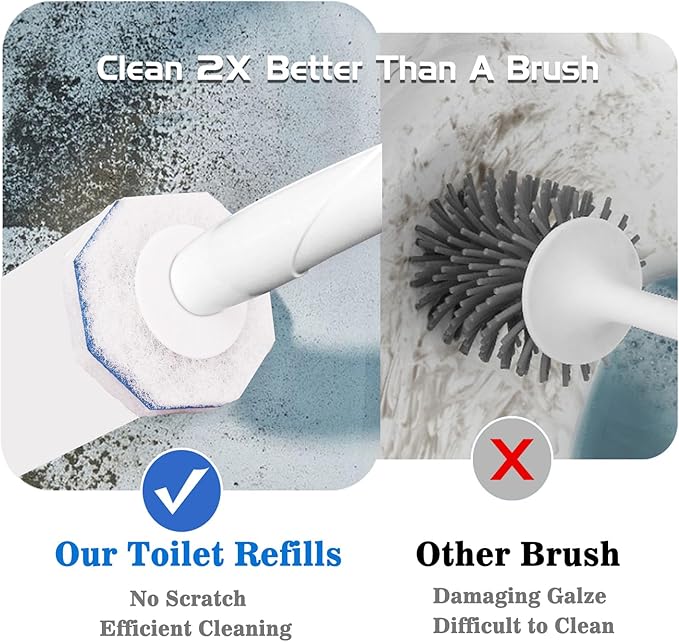 50Pcs Toilet Brush Wand Refills Compatible with Clorox Toilet Wand, 5X Cleaning Power Toilets Bowl Cleaners, Disposable Toilets Brush Refill Replacement Heads for Bathroom Cleaning