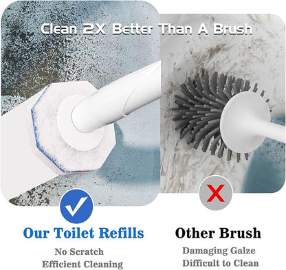 50Pcs Toilet Brush Wand Refills Compatible with Clorox Toilet Wand, 5X Cleaning Power Toilets Bowl Cleaners, Disposable Toilets Brush Refill Replacement Heads for Bathroom Cleaning