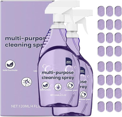 Multi-Surface Cleaner Spray All-Purpose Cleaning System with Concentrated Tablets Effective Oven & Kitchen Degreaser, Reusable Bottle for Home Bathroom & Grill 12 Tablets (2pcs)