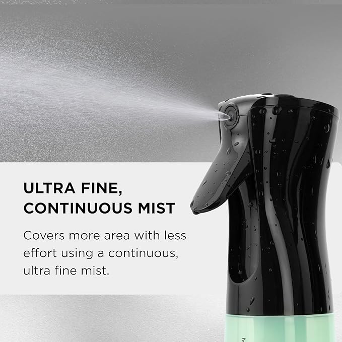 Style Factor Edge Booster Mist Spray Bottle for Hair (10.1oz/300ml) - Continuous Ultra Fine Mist Sprayer – For Hairstyling, Salons, Cleaning, Plants, Essential Oil & More - Green