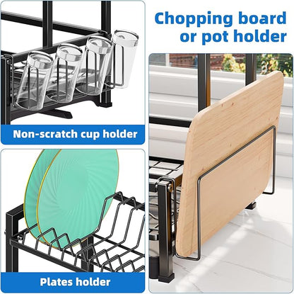 Simple Trending Dish Drying Rack, 2-Tier Dish Rack for Kitchen, Stainless Steel Dish Drainer, Black