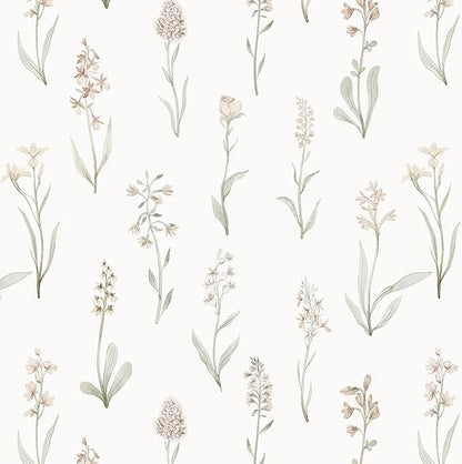 Wudnaye Beige Peel and Stick Wallpaper Floral Contact Paper 16.9in×393in Neutral Beige Contact Paper Cream Floral Wallpaper Self Adhesive Waterproof for Bathroom Bedroom Nursery Decor Walls Vinyl