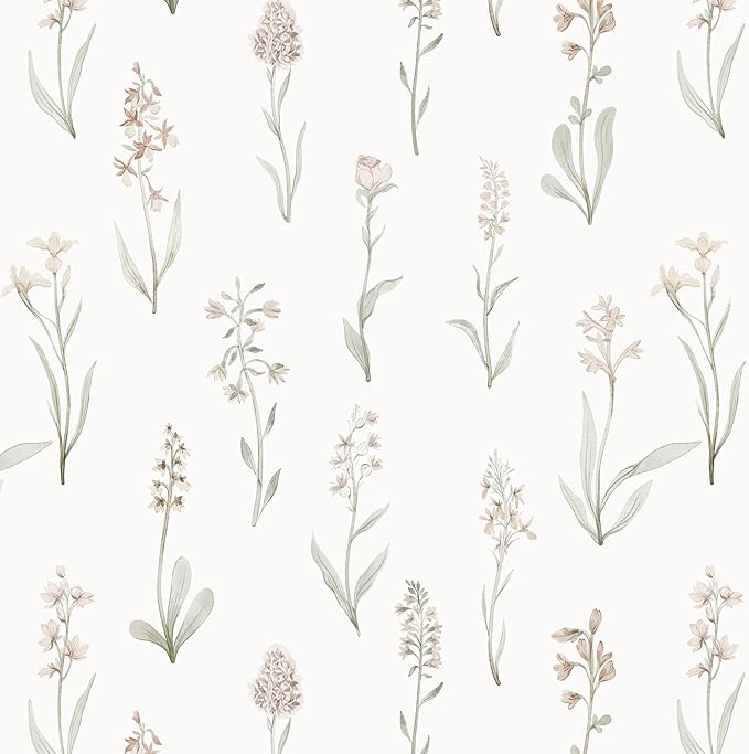 Wudnaye Beige Peel and Stick Wallpaper Floral Contact Paper 16.9in×118.1in Neutral Beige Contact Paper Cream Floral Wallpaper Self Adhesive Waterproof for Bathroom Bedroom Nursery Decor Walls Vinyl