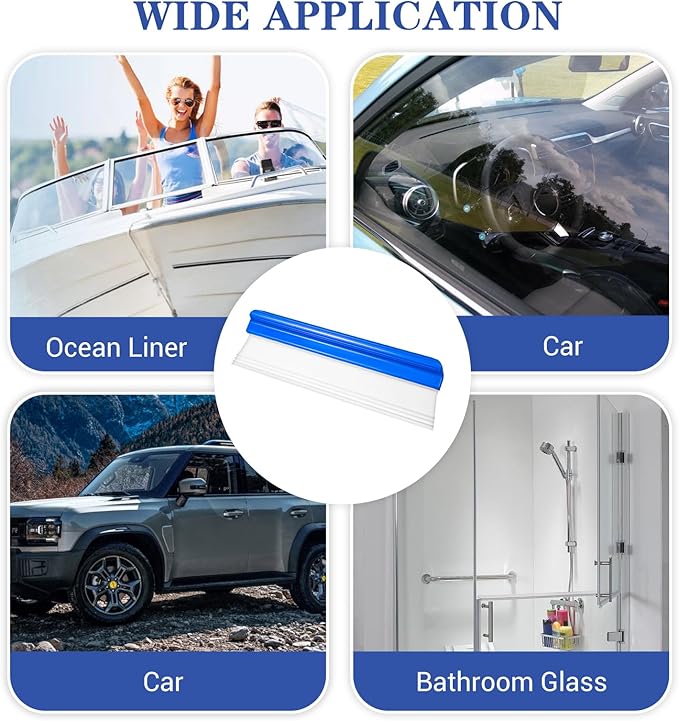 6 Pack 12” Silicone Car Drying Squeegee, 3-Layer T-Bar Water Blade Professional Automotive Water Wiper, Wash Cleaner Wiper for Car Window Glass Bathroom