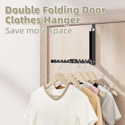 BAKON Over The Door Hooks, Small Space Double Folding Portable Over The Door Drying Rack for Laundry, Bathroom, Bedroom, Travel Storage and Drying (2Pack,Black)