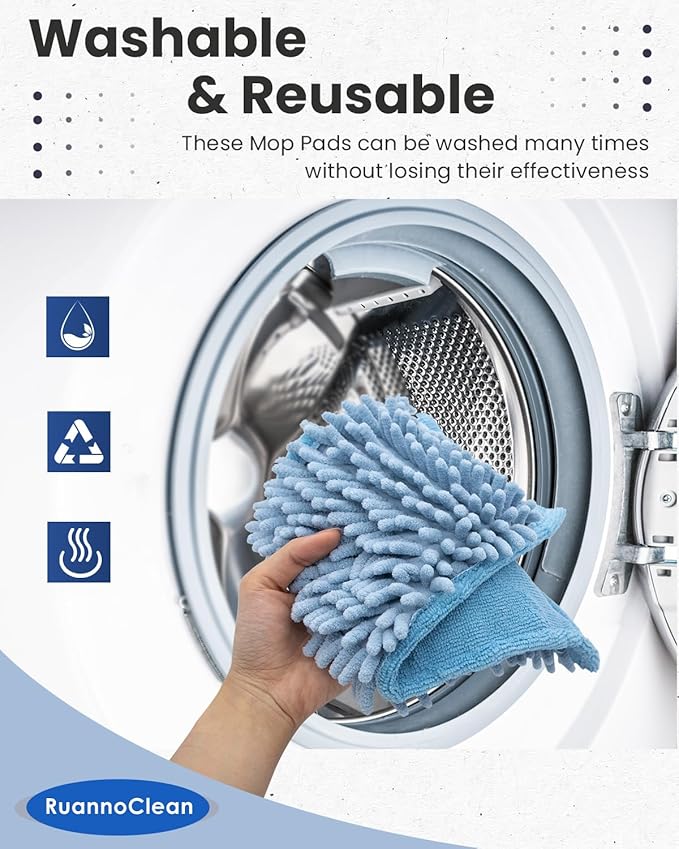 Steam Mop Pads Compatible with Wagner Spraytech Steam Cleaner for Home(905e, 915e, 925e), Reusable Chenille Steam Cleaner Pads Compatilbe with TVD/STEAMBOT and More Steamer Mop (4 Pack)