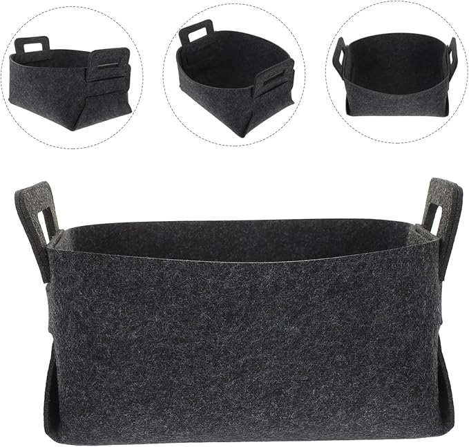 INOOMP Foldable Dirty Clothes Storage Basket Deep Grey Felt Laundry Hamper for Bedroom and Bathroom Large Capacity Organizer for Household Sundries