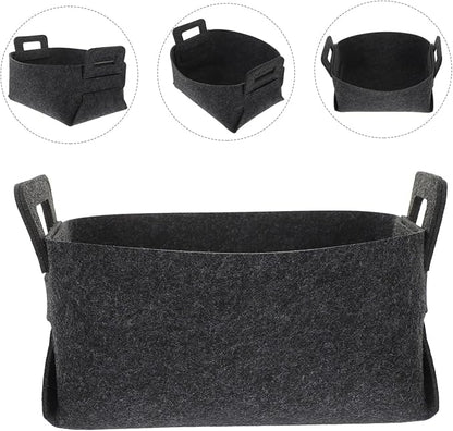 INOOMP Foldable Dirty Clothes Storage Basket Deep Grey Felt Laundry Hamper for Bedroom and Bathroom Large Capacity Organizer for Household Sundries