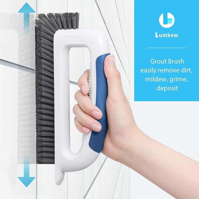 Grout Cleaner Brush for Floors Tile Corner, V Shape Stiff Scrubber Cleaning Bathroom Shower, Blue,1 Pcs