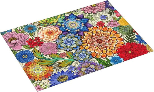 Boho Floral Dish Drying Mats for Kitchen Counter 18" x 24", Absorbent Microfiber Colorful Drying Pad for Dishes, Washable Foldable Reversible Decorative Kitchen Mat for Dining Area Sink, Home Decor