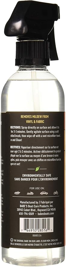 Babe’s Mildew Master – Lifts Marine Grime for Boats – Enzyme & Peroxide Formula – Safe for Carpet, Vinyl & Hard Surfaces