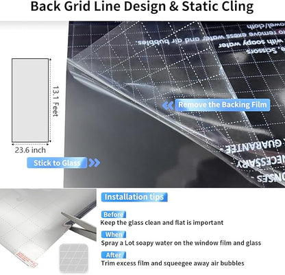Window Privacy Film One Way, Reflective Mirror Window Film Daytime Privacy, UV Sun Blocking Heat Control Static Cling, Window Tint for Home Office - 23.6 Inch X 13.1 Feet