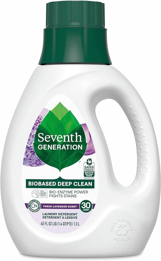 Seventh Generation Liquid Laundry Detergent, Fresh Lavender Scent, 30 Loads, Fights Stains, 45 Fl Oz