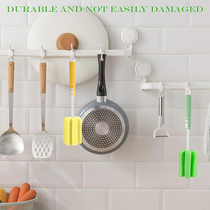 3PCS Dishwashing Foam Sponge Brush with Adjustable Long Handle Bottle Scrubber Cleaning Sponges Brushes Cleaner Soft for Baby Bottle Kitchen Clean Glasses Mugs Cups (Color Random)