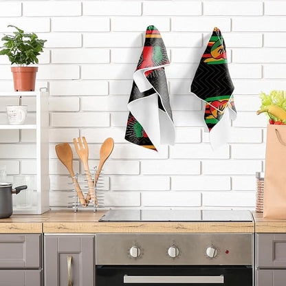 Black History Month Kitchen Towels, 6PCS Dish Towels Gifts for Cooking Cleaning, African American Month Absorbent Tea Towel with Hanging Loop for Home Decor(16 X 24 Inches)