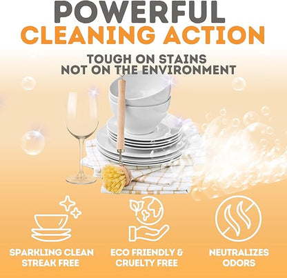 Dishwasher Detergent Sheets, 120 Washes, Natural Dishwasher Detergent Liquid, No Plastic or Phosphate Septic & Gray Water Safe, Organic, No Mess, Use in Dishwasher or Sink