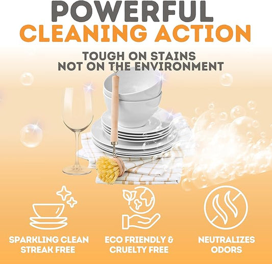 Dishwasher Detergent Sheets, 120 Washes, Natural Dishwasher Detergent Liquid, No Plastic or Phosphate Septic & Gray Water Safe, Organic, No Mess, Use in Dishwasher or Sink