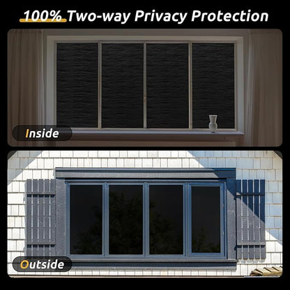 rabbitgoo Blackout Window Film, Sun Light Blocking Window Black Out Cover for UV Reduction, Removable Tint Room Darken Heat Control Frosted Glass Sticker for Home, Black, 23.6 x 78.7 Inches