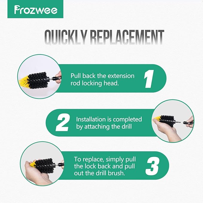 2PACK Tile Corner Drill Brush Set,with Extend Bar Which can Hold and Stabilize,Upgraded Brush Made to Tackle Corner Stains,Cleaning Corner of Grout, Tiles, Sinks,Bathroom,etc.