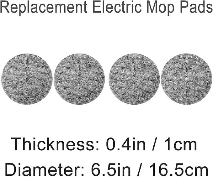 4-Pack 6.3in Electric Mop Replacement Pads – Gray High-Absorbent Soft/Hard Bristle Pads for Floor Care – Fits Most Spin Mop Machines, Hardwood & Tile Floors