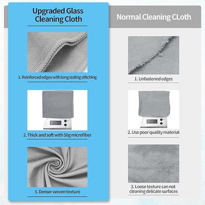 HOMERHYME Microfiber Cleaning Cloth - 6 Pack Glasses Cleaning Cloth, 16" x 14" Window Cleaning Rags, Streak Free Lint Free Polishing Cloths Wipes for Eye Glass, Stainless Steel, Windshield, Grey