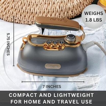 SALAV® Retro Edition Duopress Handheld Garment Steamer and Iron, Ceramic Plate, 1000 watts of Steam, Removes Wrinkles on Clothes, Vintage Style No Drip Steam, Titanium (Pack of 2)