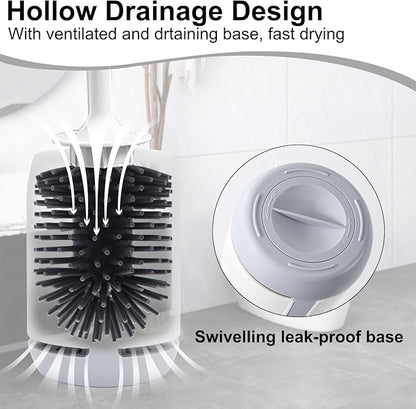 RV Toilet Bowl Brush and Holder, Ventilated Toilet Cleaner Brush with Long Handle and Flexible Bristles, Wall Mount for Motorhome Travel, Travel Trailers, Camper