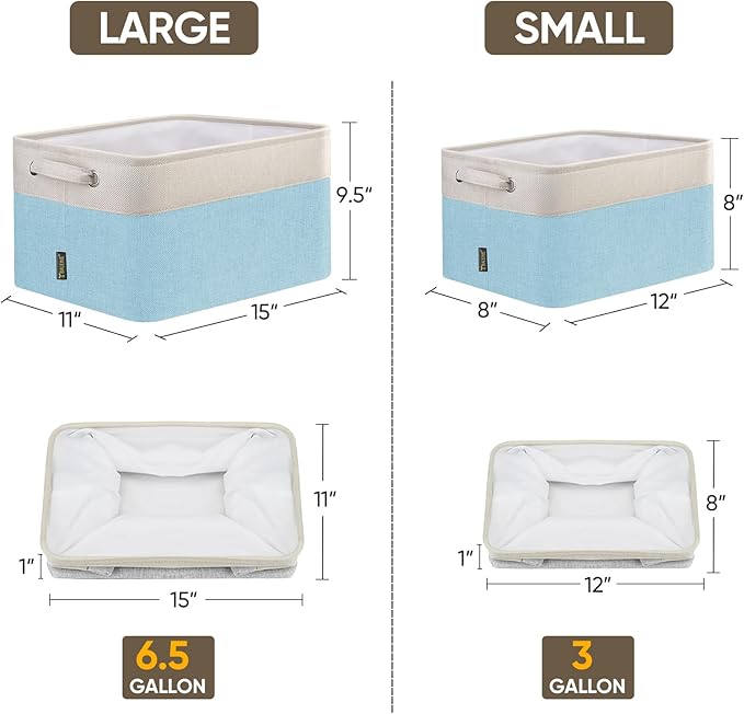 BALEINE 1 Pack Fabric Closet Storage Bins for Shelves, Linen Closet Organizers and Storage, Decorative Baskets for Organizing, Shelf, Clothes, Home, Office (Skyblue, 15''x11''x9.5'')