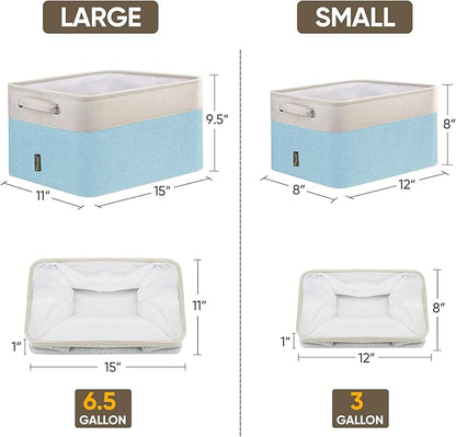 BALEINE 1 Pack Fabric Closet Storage Bins for Shelves, Linen Closet Organizers and Storage, Decorative Baskets for Organizing, Shelf, Clothes, Home, Office (Skyblue, 15''x11''x9.5'')