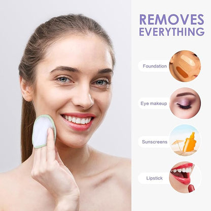 SUNLAND Reusable Makeup Remover Pads for Face,Eye,Lips 16 Pack Microfiber Face Cleansing Gloves Washable with Laundry Bag and Travel Bag Rounds Toner Pads（Round 3.15inchx16 White）