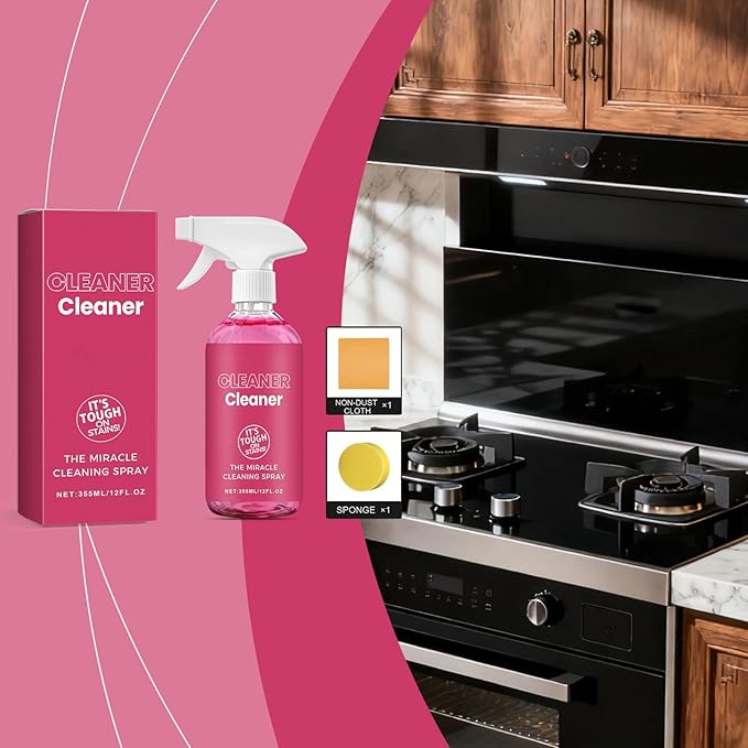 Kitchen Cleaning Spray – Oil Stain Remover, Stove Cleaner, Household Decontamination Agent | Fast-Acting Grease Dissolver, Powerful Formula for Home Cooking Surfaces and Appliances