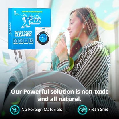 X-ALL Washing Machine Cleaner – Deep Cleaning Tablets, Cleans and refreshes the interior, Limescale and Mineral-Buildup – Deep Cleans Dirt for HE, Front Load & Top Load Washers