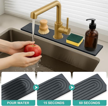 Stone Faucet Mat for Kitchen Sink Trays Diatomite Quick Dry Around Faucet Mats Water Absorbent Stone Drying Mat for Kitchen Counter Tray for Bathroom Sink Protector Splash Guard